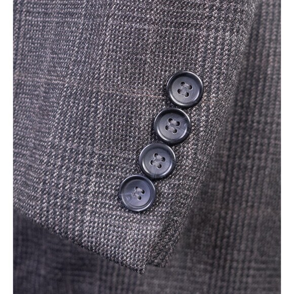 Pronto Uomo Men's Sport Coat Blazer Jacket Two Button Plaid Brown Wool 50R EUC - Picture 7 of 13